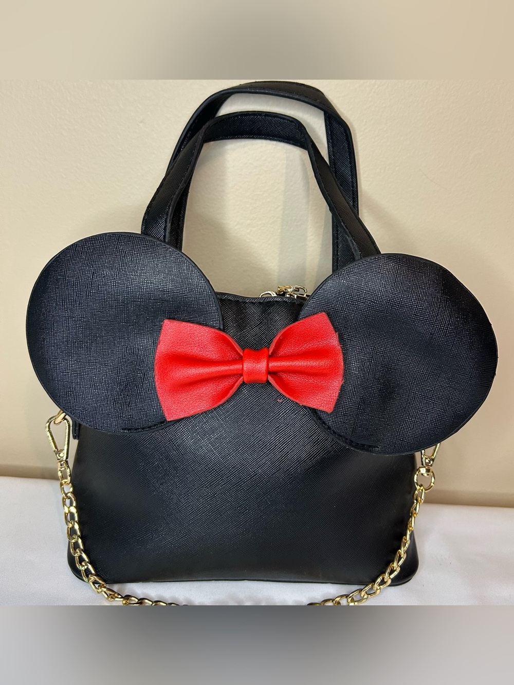 Black Minnie Mouse Ears with Red Bow Crossbody Bag or Satchel